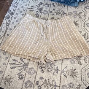 GAP Striped Tan Women's Linen Blend Shorts
